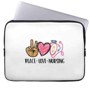 Nurse Gift Peace Love Nursing Laptop Sleeve