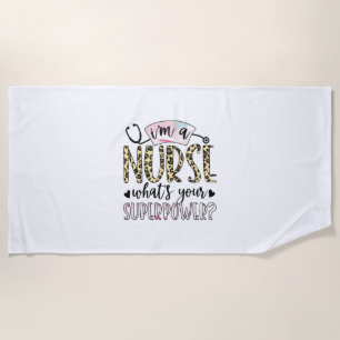 Nurse Gift Proud Super Nurse Beach Towel
