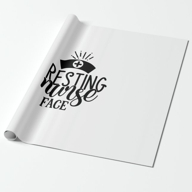Nurse Gift Resting Nurse Face Wrapping Paper (Unrolled)