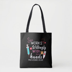 Nurse Gift   She Works Willingly Apparatus Nurse Tote Bag