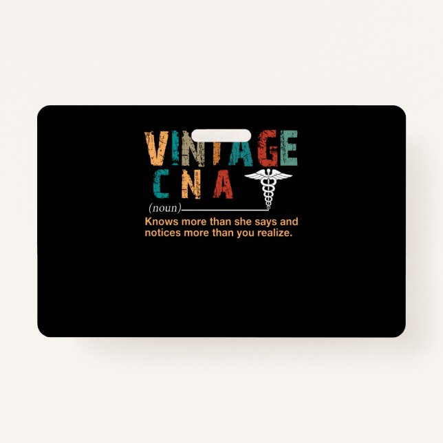 Nurse Gift | Vintage CNA Meaningful Gift ID Badge (Front)