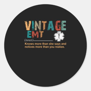 Nurse Gift   Vintage EMT Nurse Lover Gift Classic Round Sticker