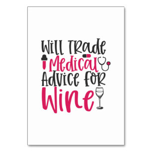Nurse Gift Will Trade Medical Advice For Wine Table Number