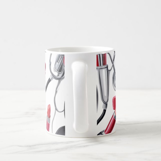 Nurse Glam – Stethoscope & Lipstick Pattern  Coffee Mug (Handle)