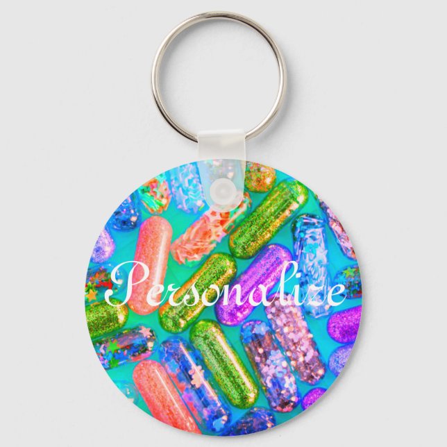 Nurse glitter look medication pills medical cute key ring (Front)