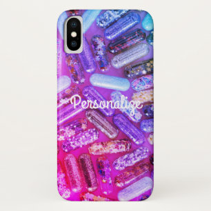 Nurse glitter look medication pink purple iPhone x case
