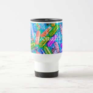 Nurse glitter medication pill colourful cute travel mug