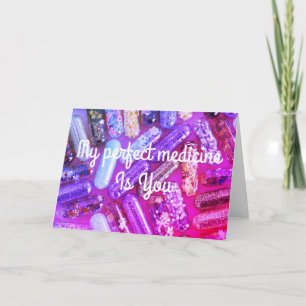 Nurse glitter purple pink medication romantic card