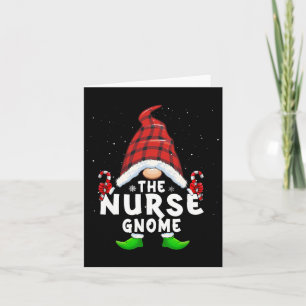 Nurse Gnome Buffalo Plaid Matching Family Christma Card