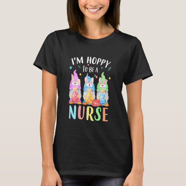 Nurse Gnomes Easter Day Bunny Eggs Rn Icu Cna 11 T-Shirt (Front)
