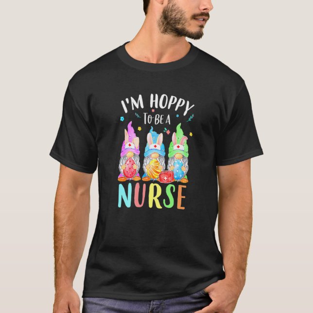 Nurse Gnomes Easter Day Bunny Eggs Rn Icu Cna T-Shirt (Front)