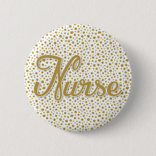 Nurse Gold Dots - Gold White Faux Glitter 6 Cm Round Badge