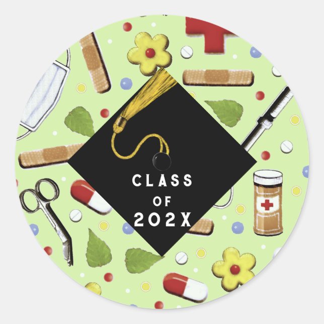Nurse Graduation 2025 Classic Round Sticker (Front)