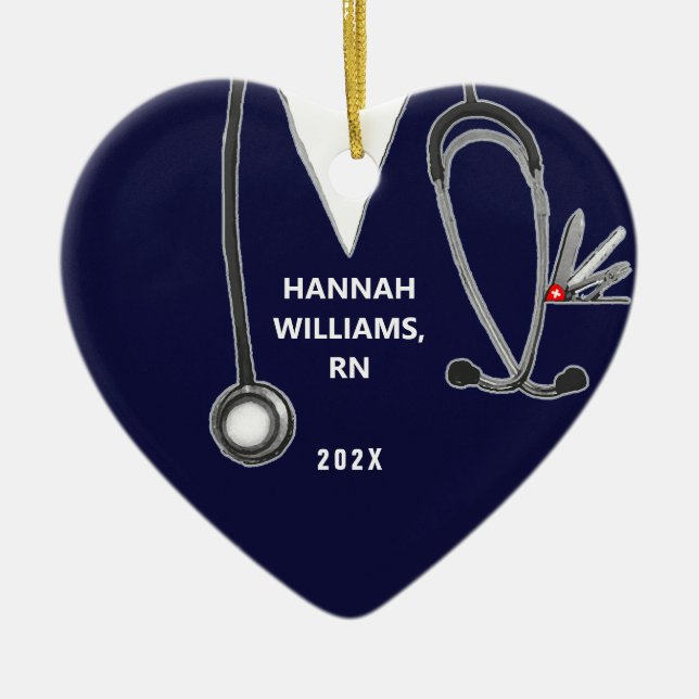 Nurse Graduation 2025 Photo Ceramic Tree Decoration (Front)