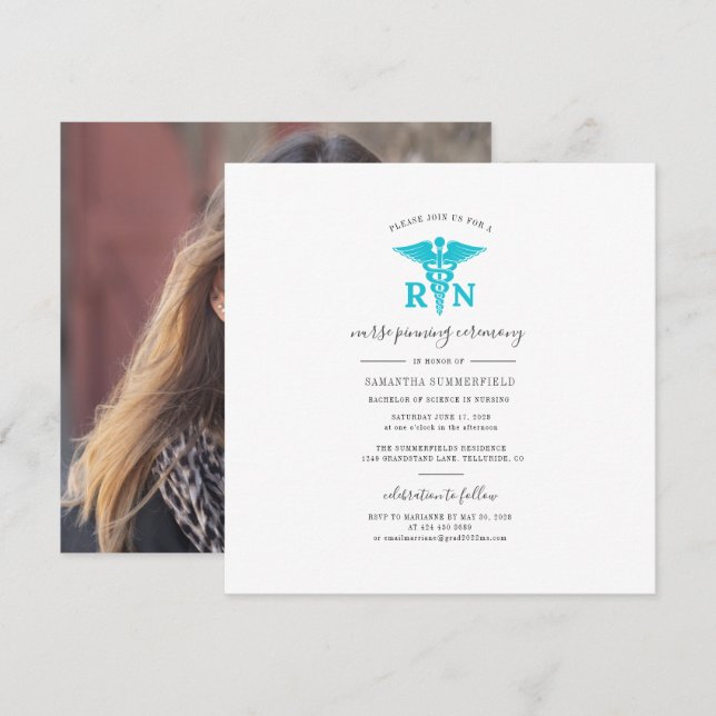 Nurse Graduation 2025 Pinning Ceremony Photo Invitation (Front/Back)