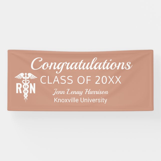 Nurse Graduation Blush Pink Congratulations Name Banner (Horizontal)