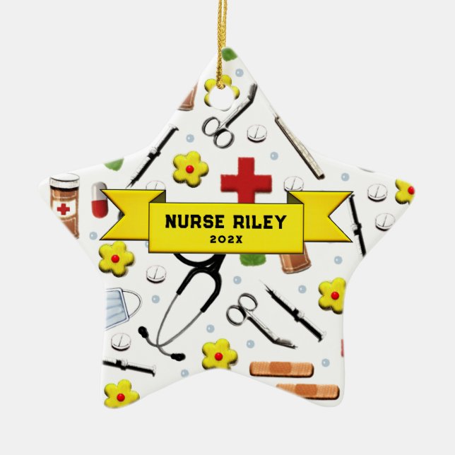 Nurse Graduation Ceramic Tree Decoration (Front)