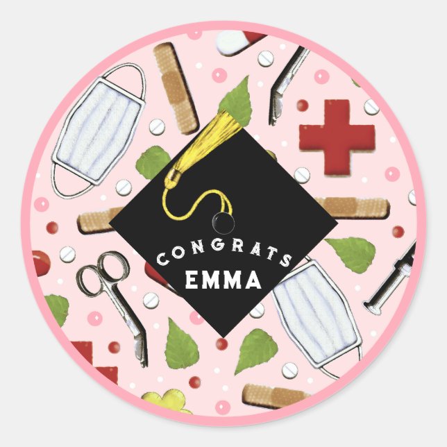 Nurse Graduation Class of 2025 Classic Round Stick Sticker (Front)