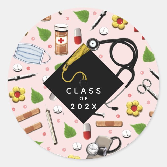 Nurse Graduation Classic Round Sticker (Front)