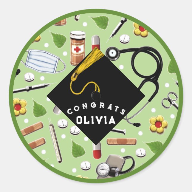 Nurse Graduation Classic Round Sticker (Front)