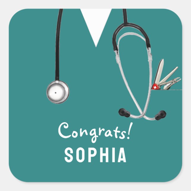 Nurse Graduation Congrats Square Sticker (Front)