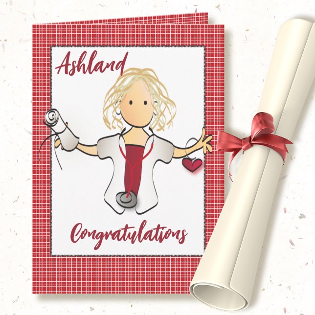 Nurse Graduation Congratulations Female Cartoon Card (Creator Uploaded)