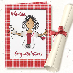 Nurse Graduation Ethnic Female Cartoon Card