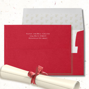 Nurse Graduation Faux Linen Red Gold Stethoscope Envelope