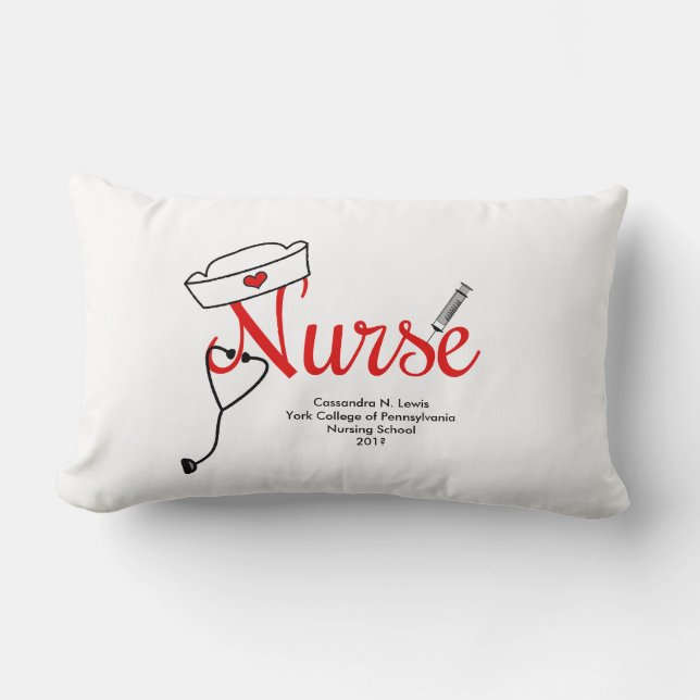 Nurse Graduation gift name, year, school, quote Lumbar Cushion (Front)