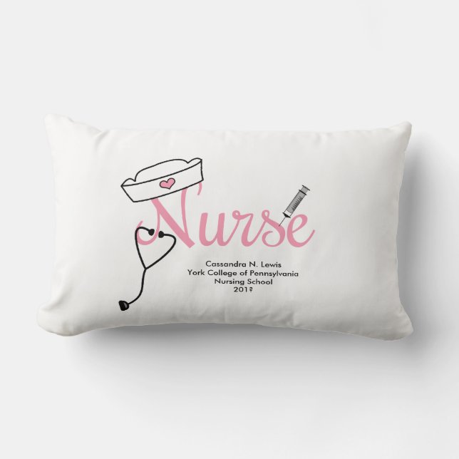 Nurse Graduation gift with name / school / quote Lumbar Cushion (Front)