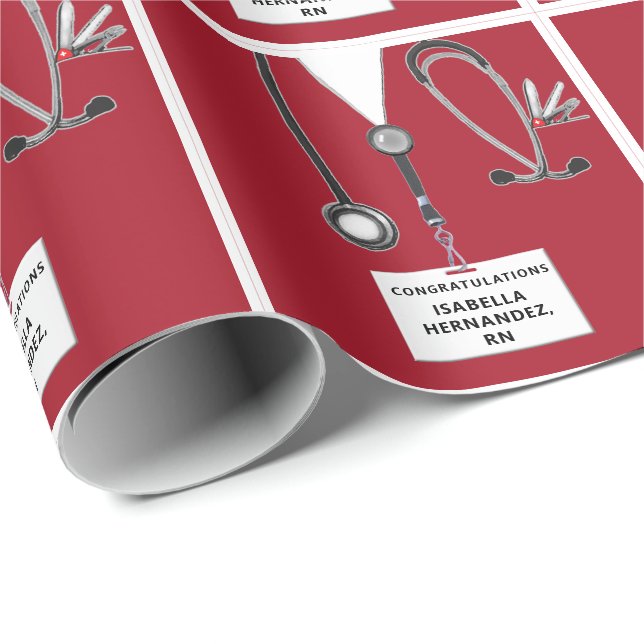 Nurse Graduation Gift Wrapping Paper (Roll Corner)