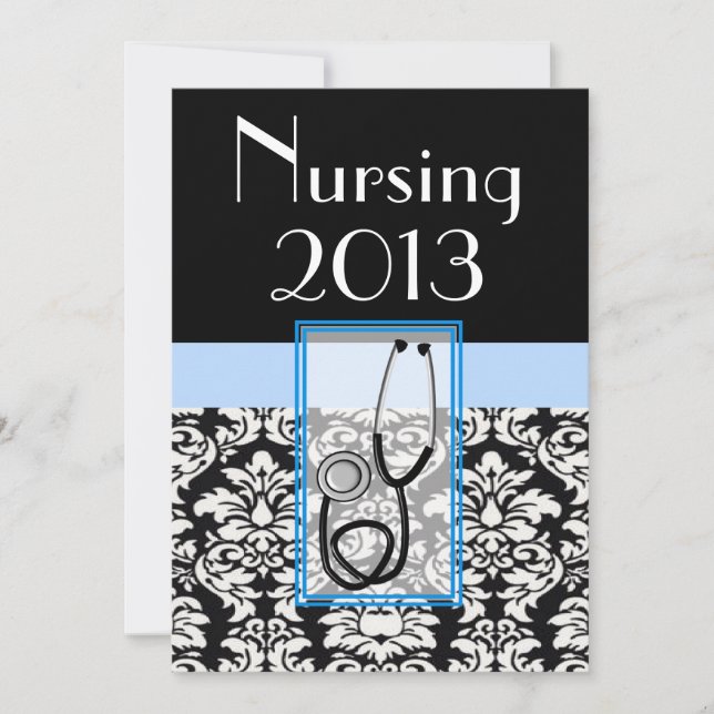 Nurse Graduation Graduation Invitations Damask 2 (Front)