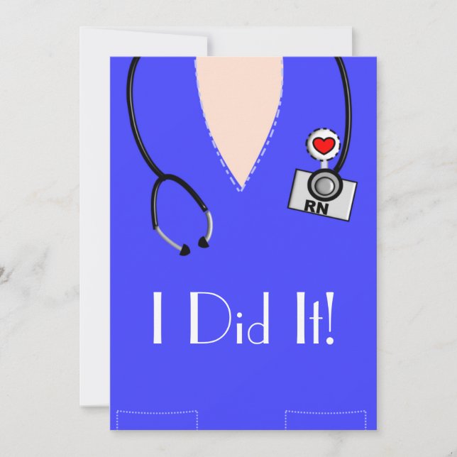 Nurse Graduation  Invitations Blue Scrub Top (Front)