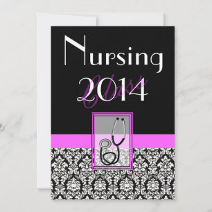 Nurse Graduation Invitations Damask 2014