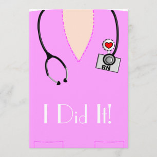 Nurse Graduation  Invitations Pink