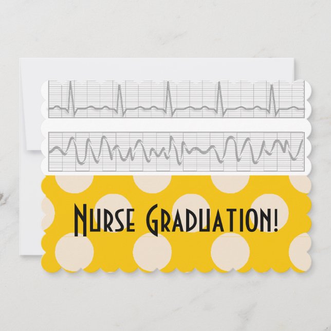 Nurse Graduation Invitations Yellow Polka Dots (Front)
