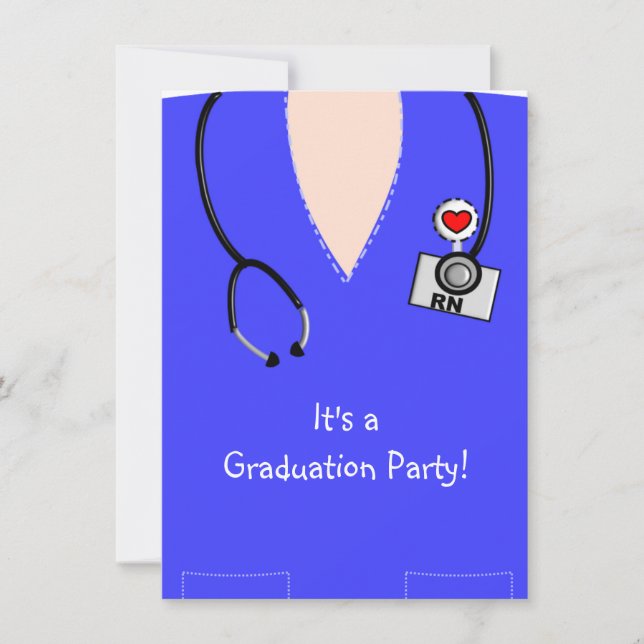 Nurse Graduation InvitationsBlue Scrub Top II Invitation (Front)