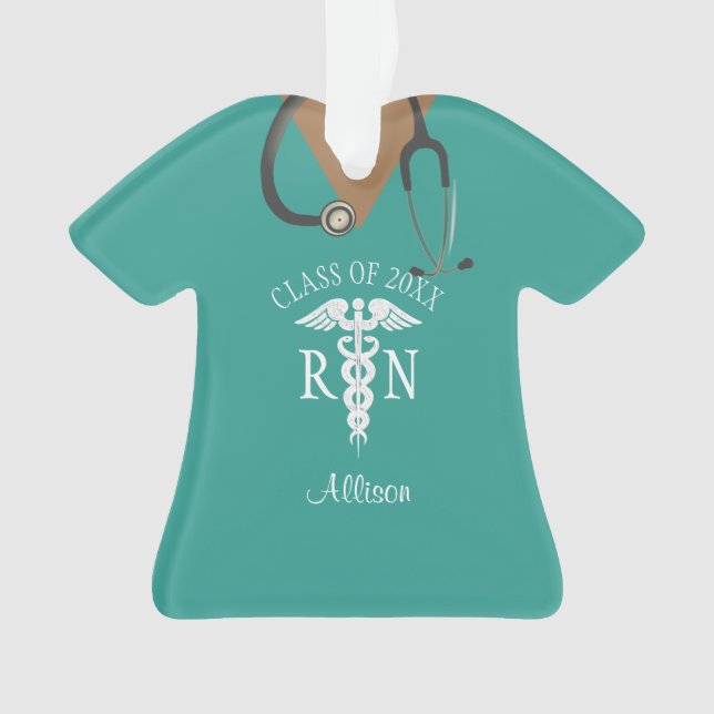 Nurse Graduation Medical Scrub Top Keepsake Name Ornament (Front)