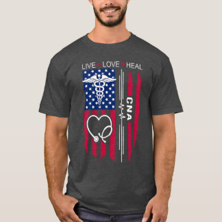 Nurse Graduation Nurse Week CNA Nurse US Flag CNA  T-Shirt
