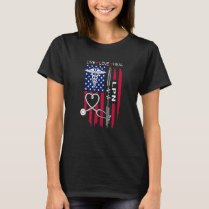 Nurse Graduation Nurse Week Lpn Nurse Us Flag Lpn T-Shirt