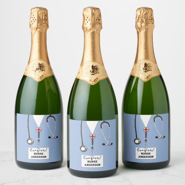 Nurse Graduation Nursing School Sparkling Wine Lab Sparkling Wine Label (Bottles)