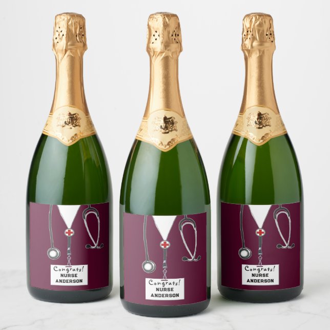Nurse Graduation Nursing School Sparkling Wine Lab Sparkling Wine Label (Bottles)