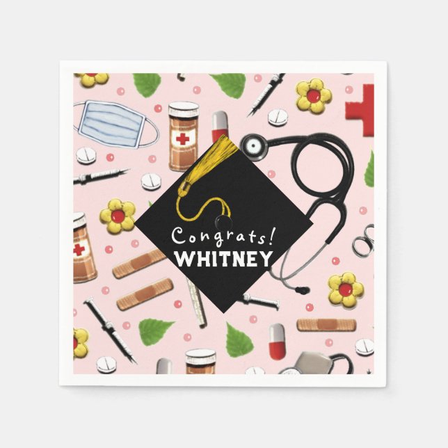 Nurse Graduation Party Classic Round Sticker Napkin (Front)