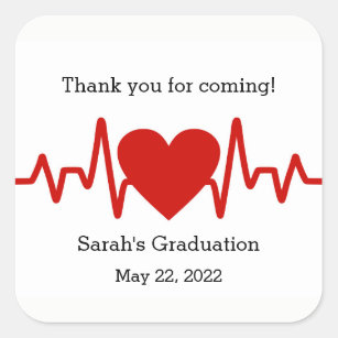 Nurse graduation party favour sticker / heart beat