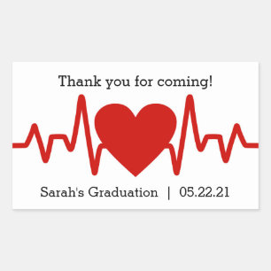 Nurse graduation party favour sticker / heart beat