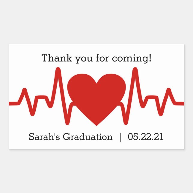 Nurse graduation party favour sticker / heart beat (Front)