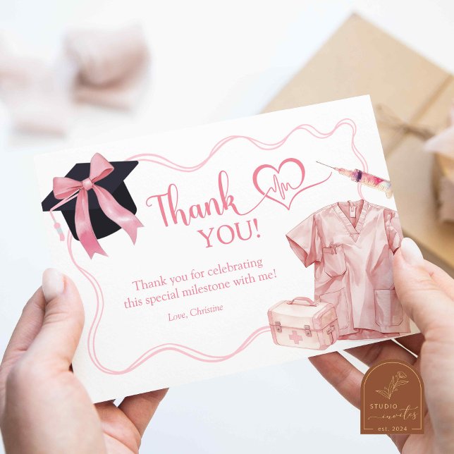 Nurse Graduation Party Flat Thank You Card (Creator Uploaded)