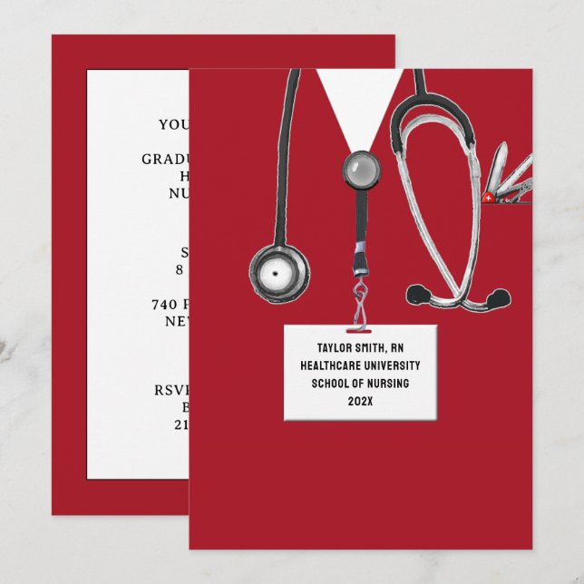 Nurse Graduation Party Invitation (Front/Back)