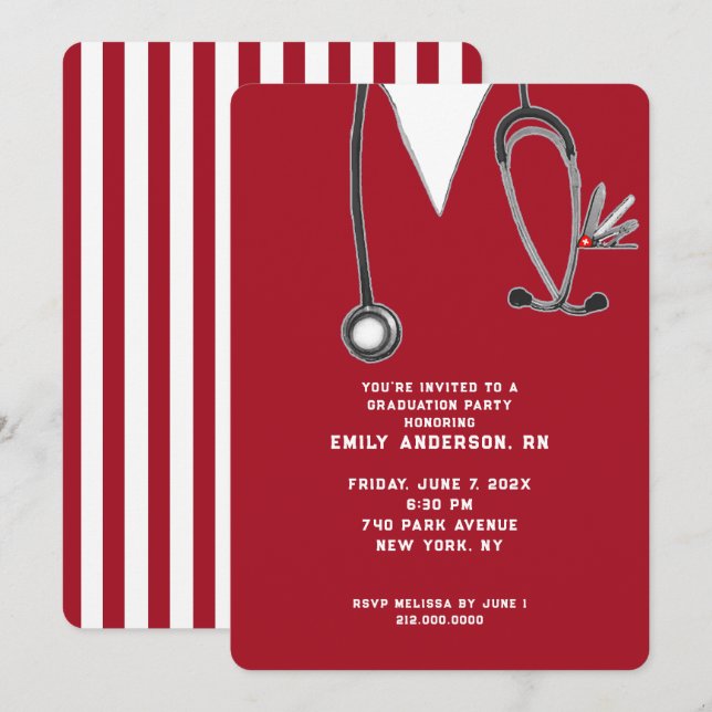 Nurse Graduation Party Invitation (Front/Back)