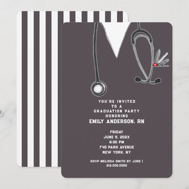 Nurse Graduation Party Invitation (Front/Back)